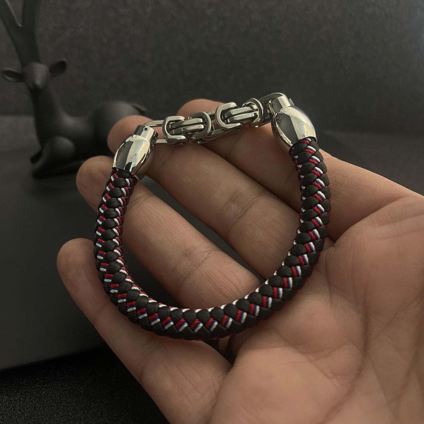 black leather bracelet for men online in pakistan