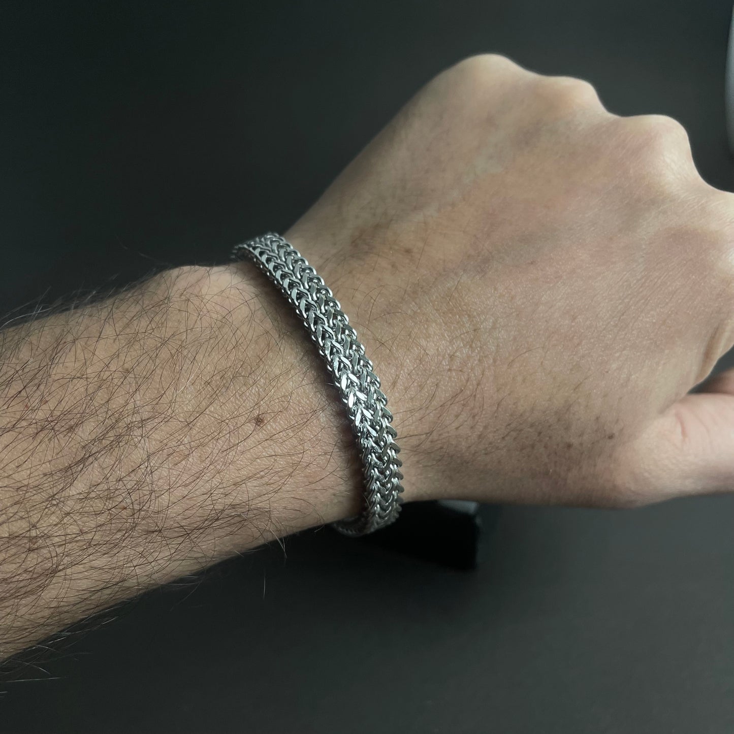 8mm silver stainless steel foxtail bracelet for men in Pakistan