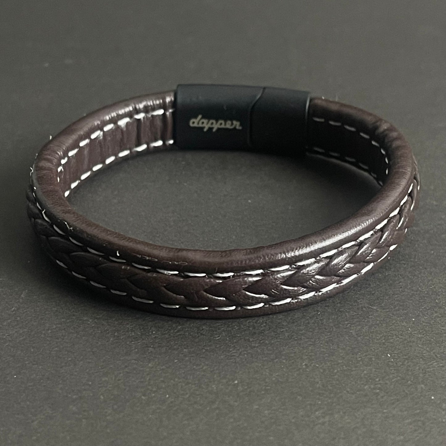 Streetwise Brown Black Leather Bracelet For Men