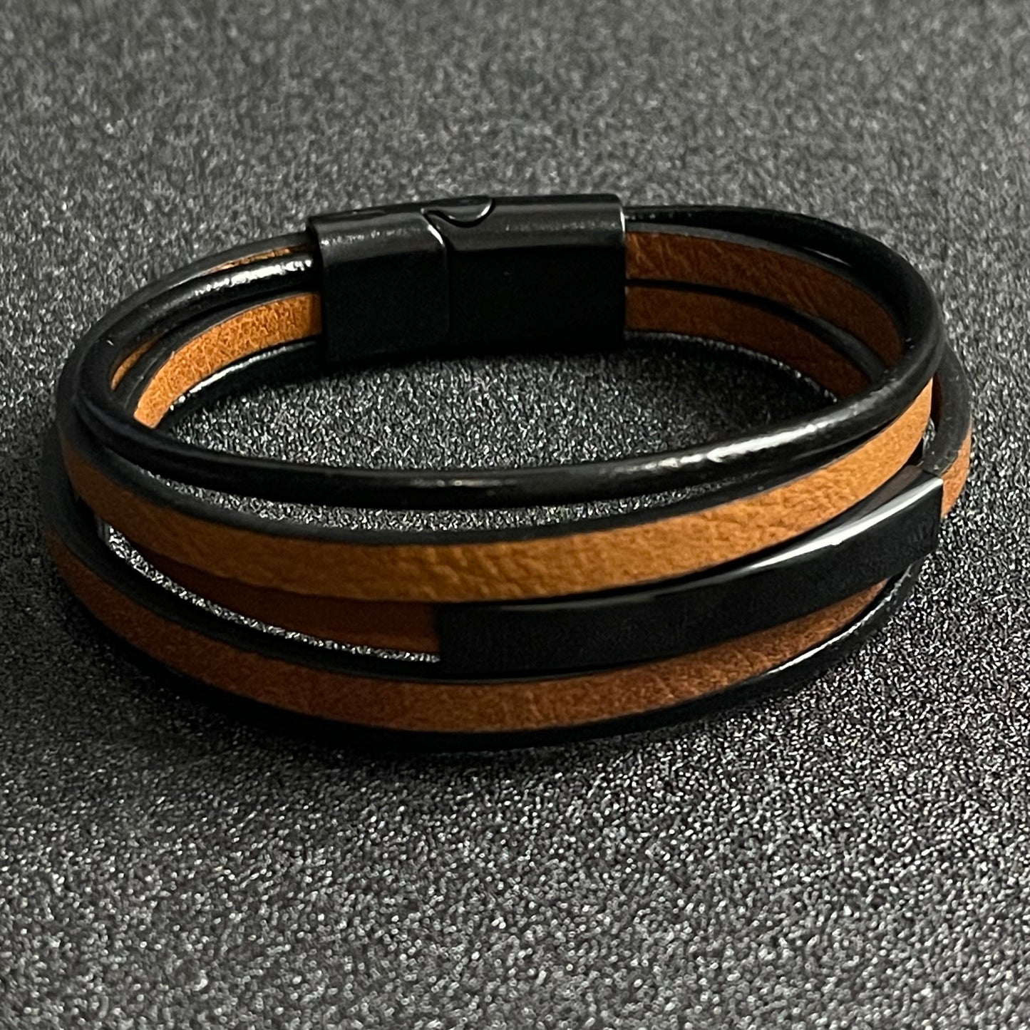 tan geniun leather layered bracelet for men online in pakistan