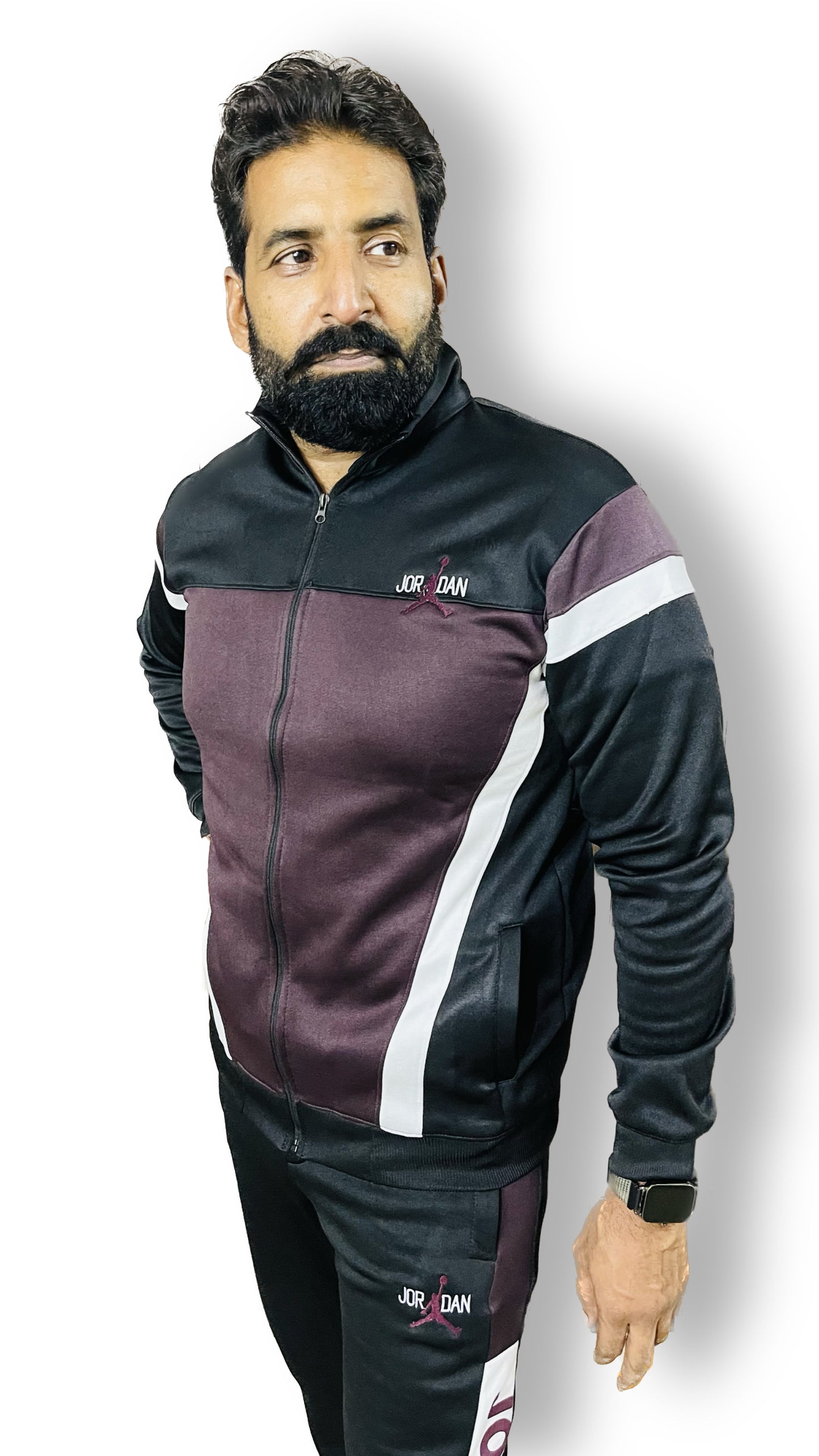 Jordan Air Premium Track Suit - Black & Maroon