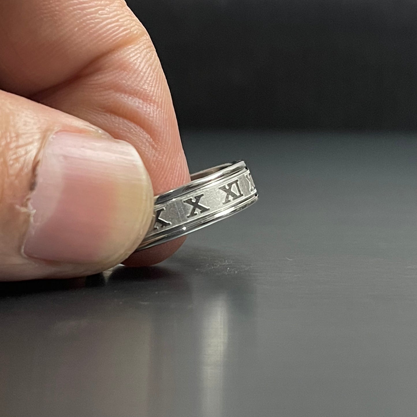 roman numeral titanium silver ring for men online in pakistan