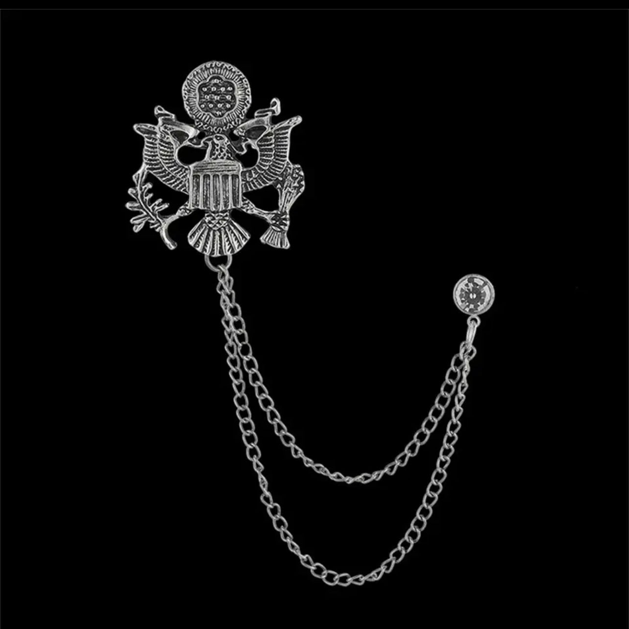 Silver militry falcon brooch with chain for men online in pakistan