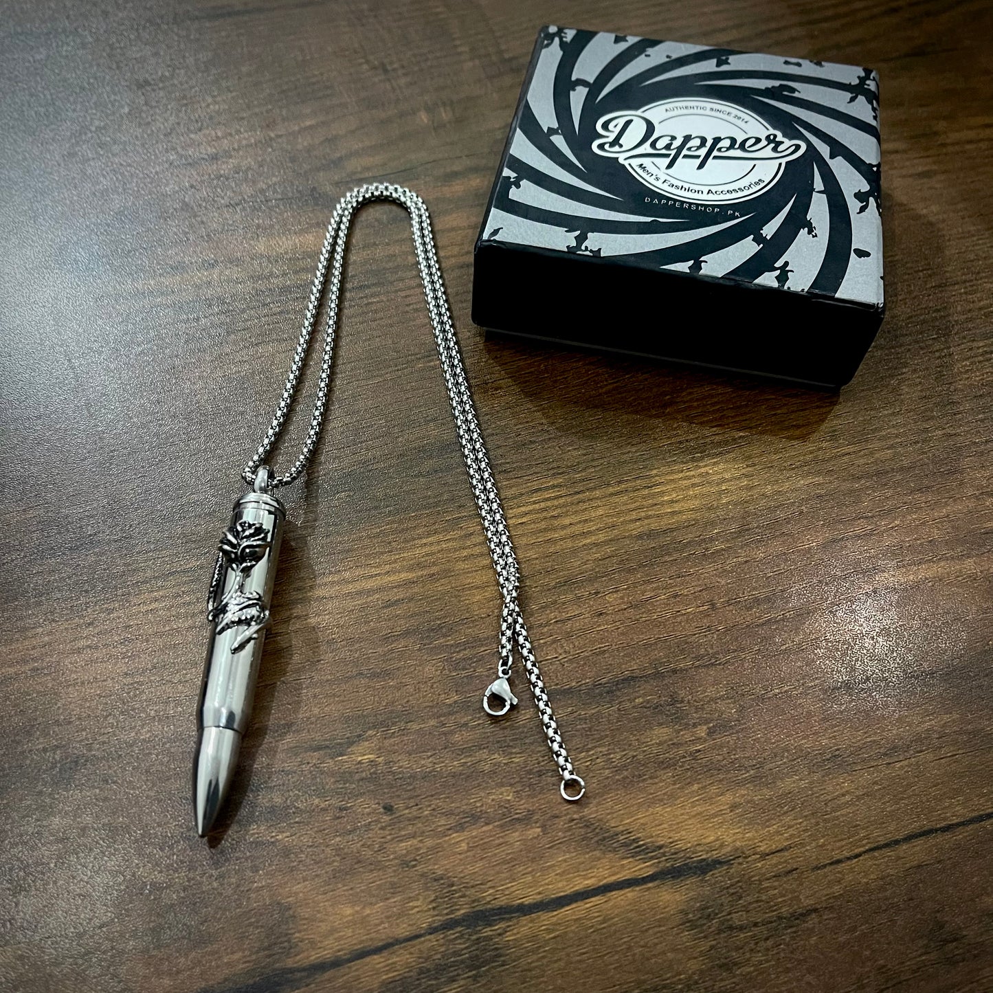 heavy biker rose gun bullet pendant necklace for men in pakistan