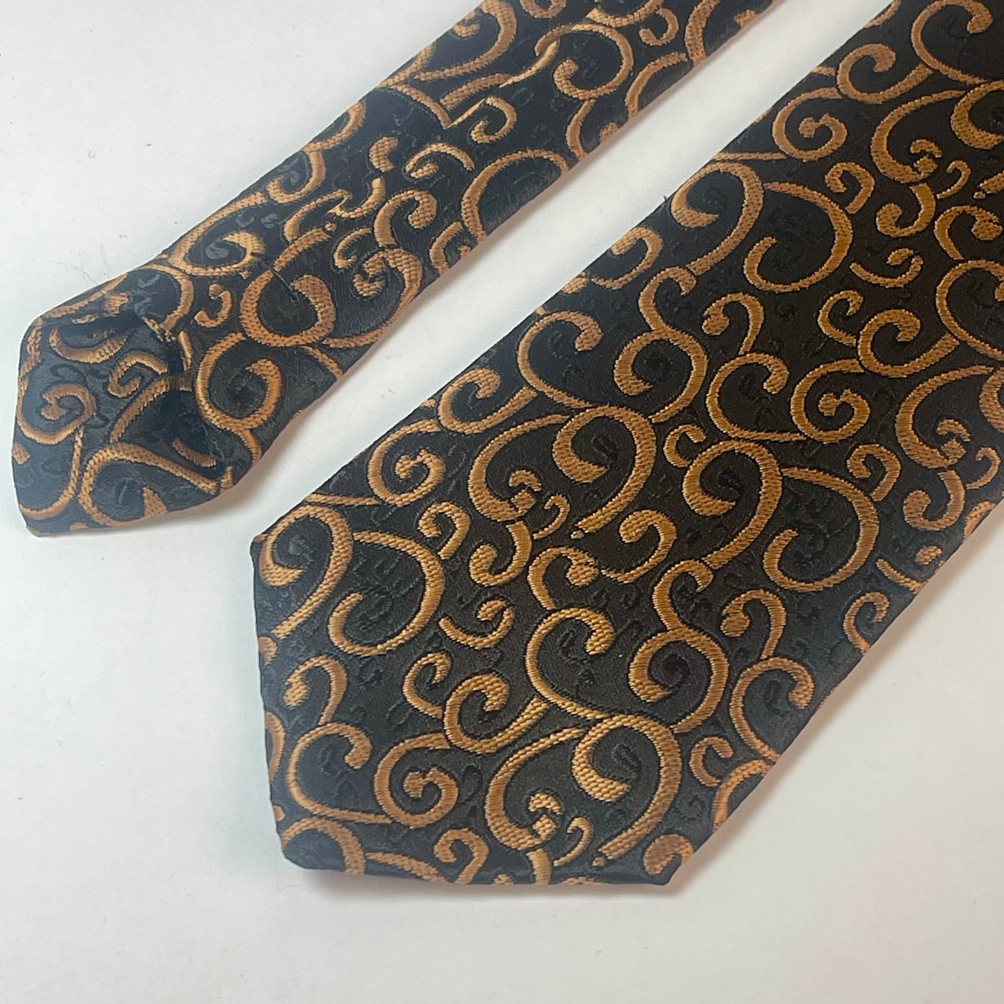 Golden Paisley Black Neck Tie For Men