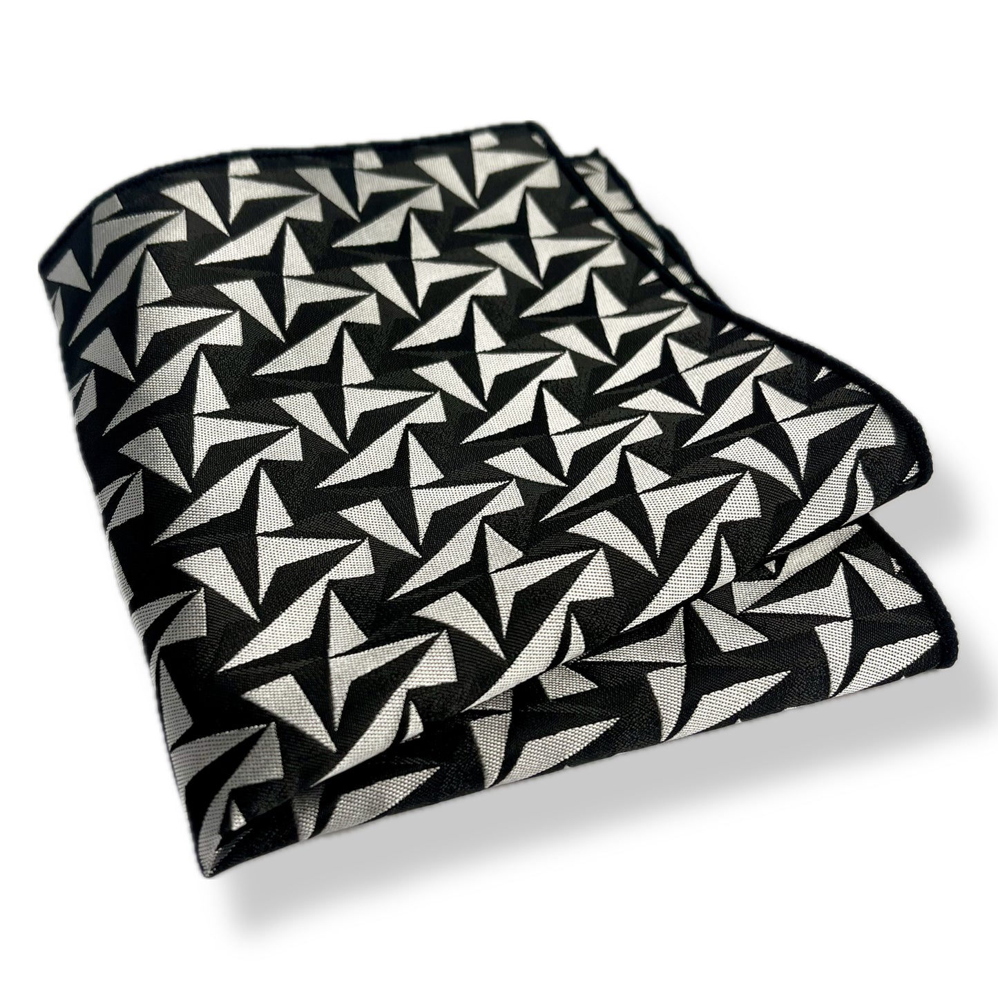 Blue & Silver Geometric Pattern Pocket Square Handkerchief For Men Online In Pakistan