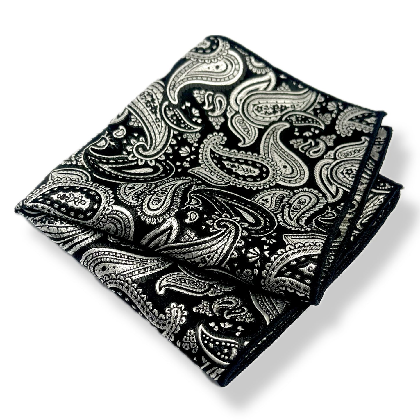 Blue & Silver Paisley Pocket Square Handkerchief For Men Online In Pakistan