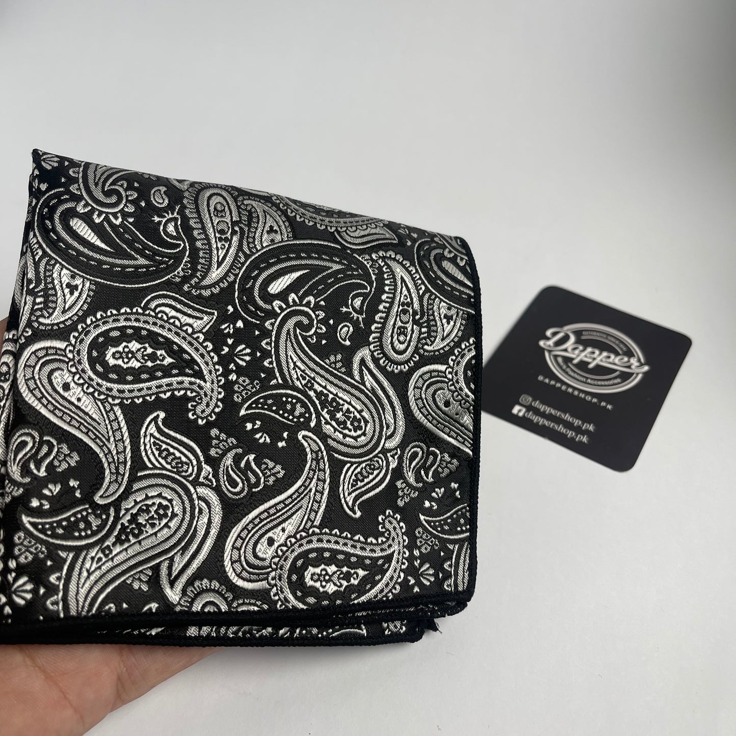 Blue & Silver Paisley Pocket Square Handkerchief For Men Online In Pakistan