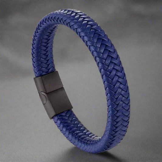 Blue genuine leather bracelet for men in Pakistan