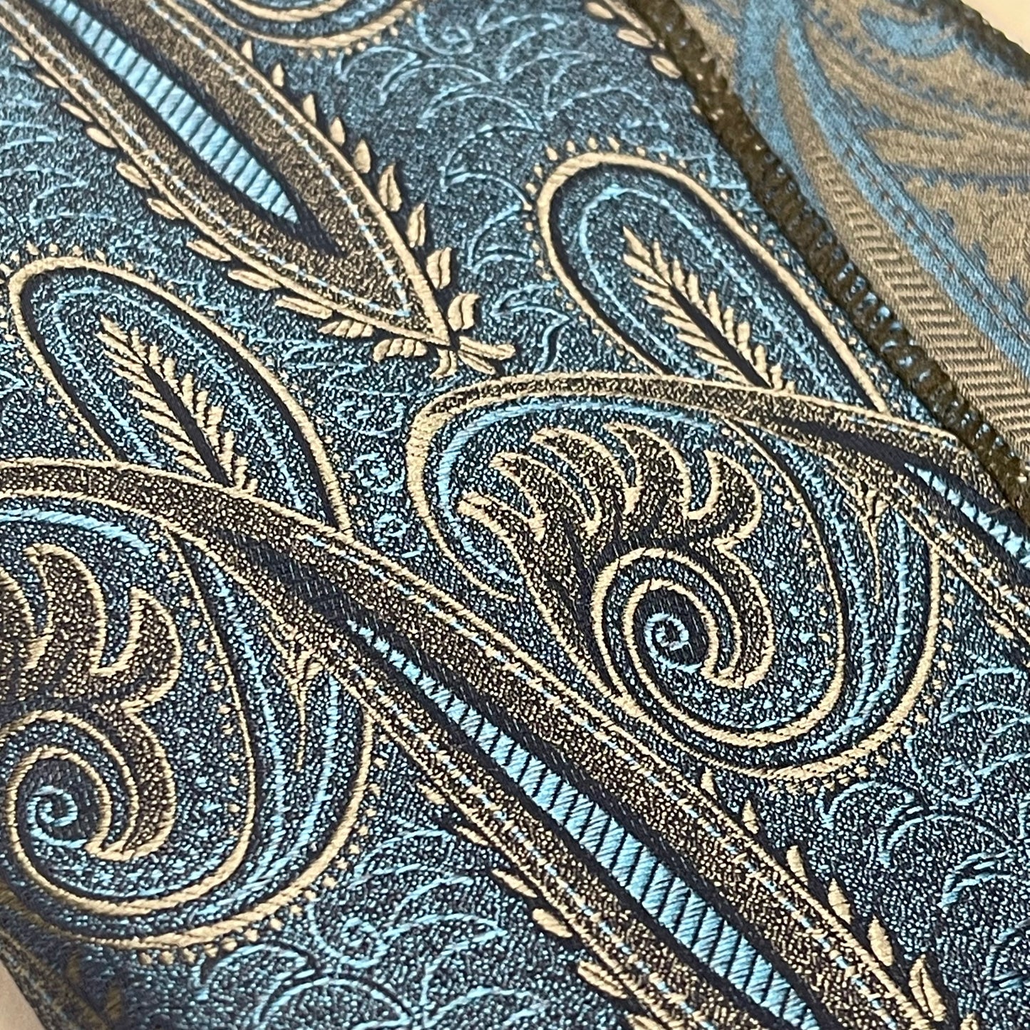 Blue golden paisley pocket square handkerchief online in pakistan