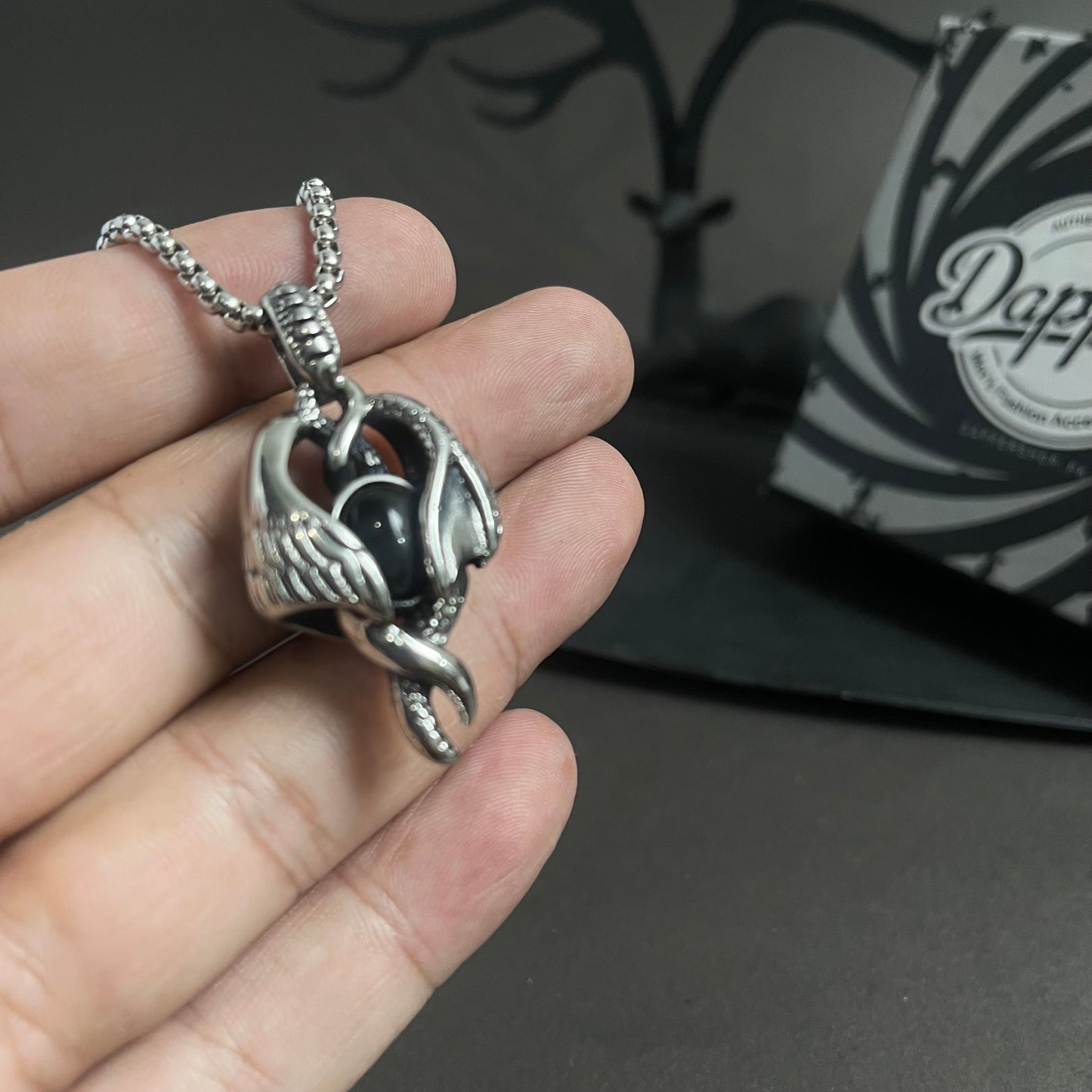 Antique Silver Royal Wings Emblem Pendant