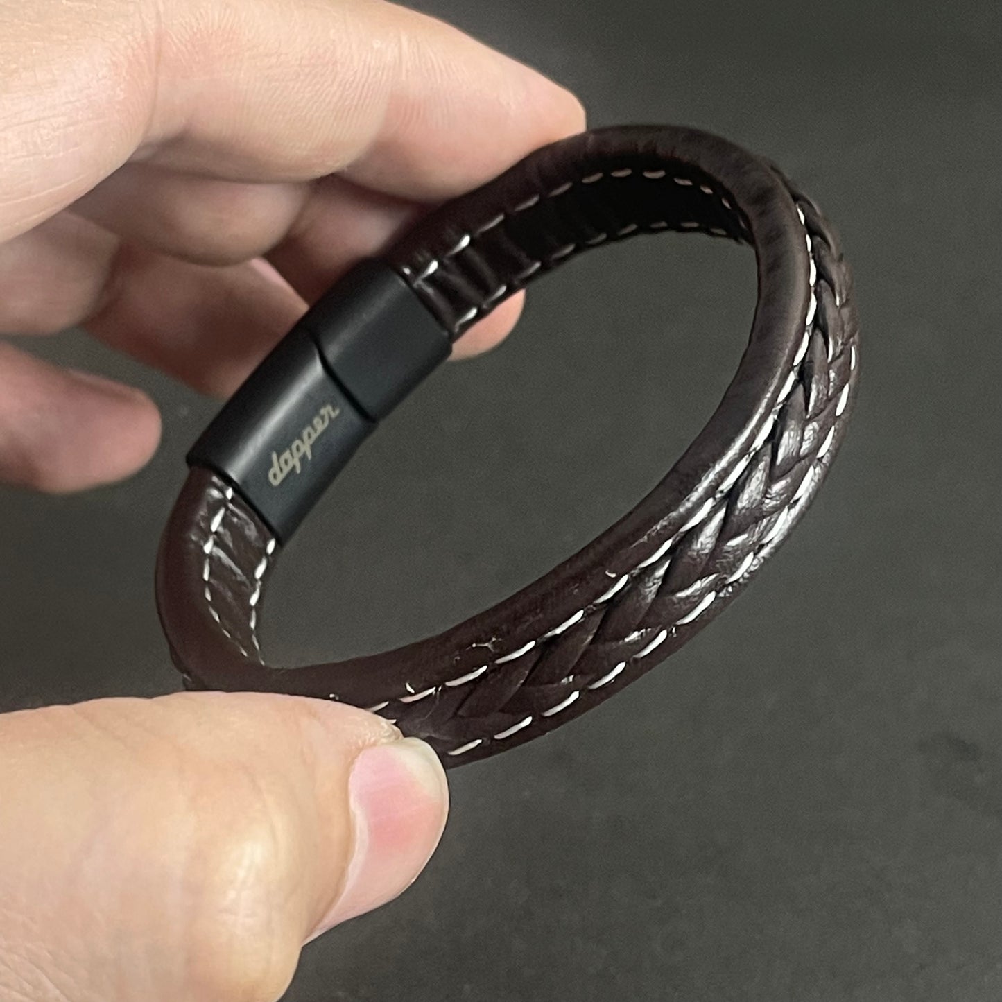 Streetwise Brown Black Leather Bracelet For Men