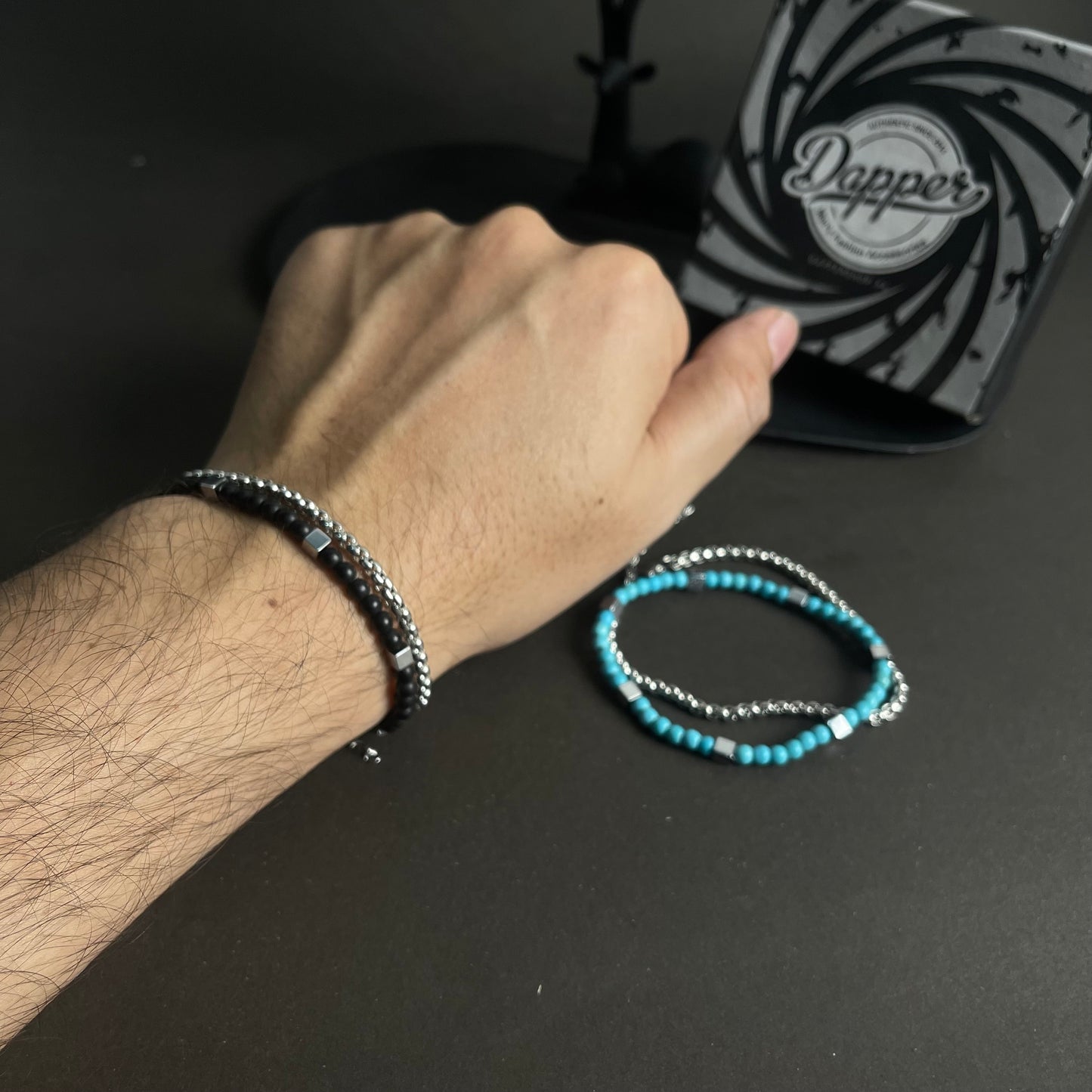 Men's Black Versatile Layering Bracelet Set