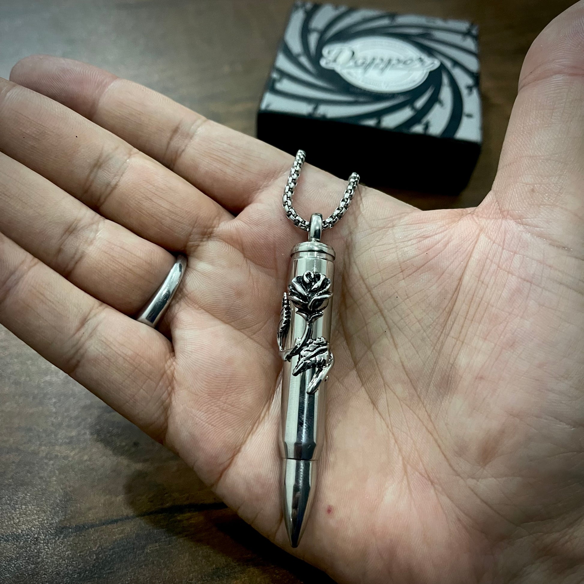 heavy biker rose gun bullet pendant necklace for men in pakistan