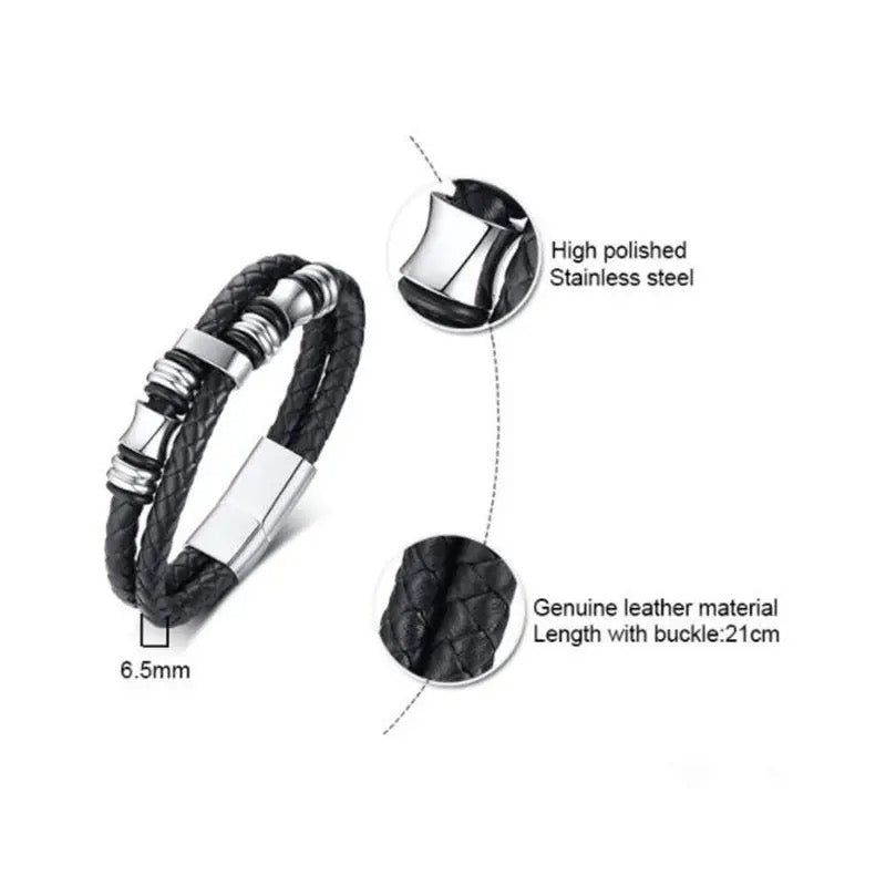 black leather bracelet for men online in pakistan