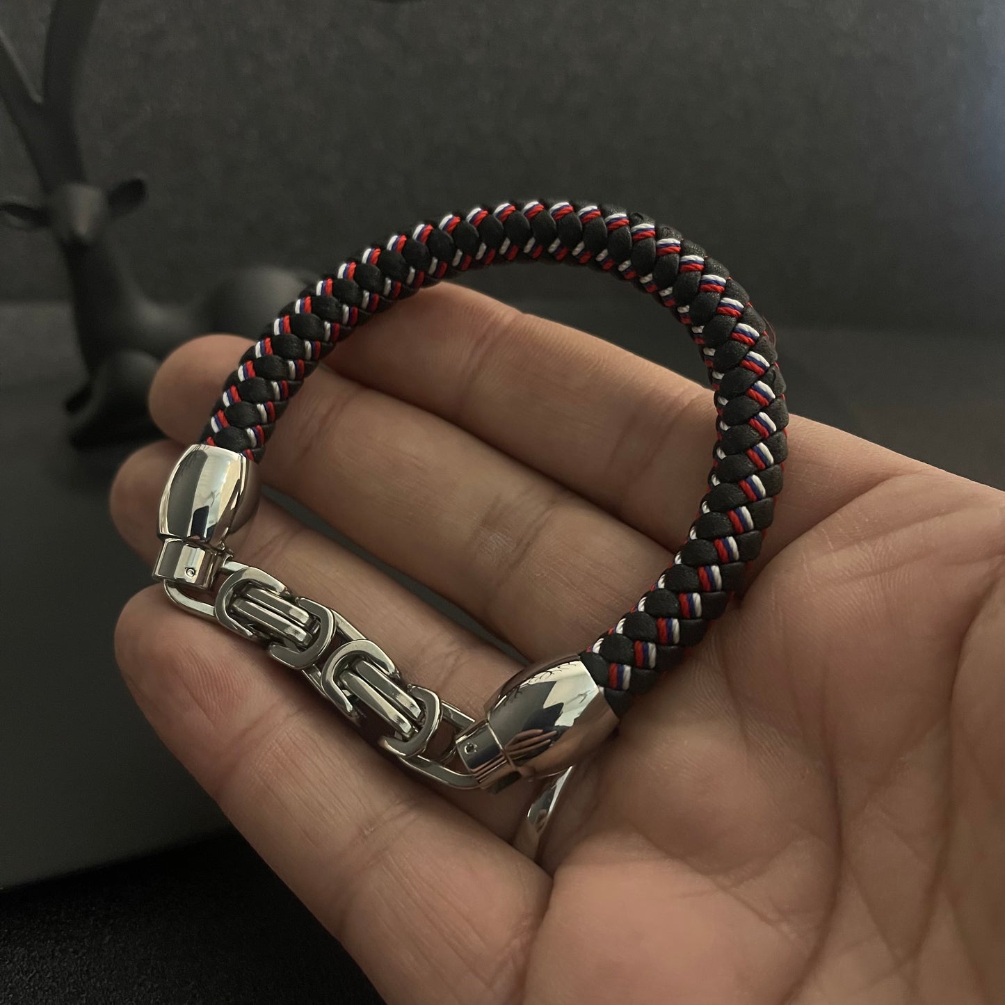 black leather bracelet for men online in pakistan