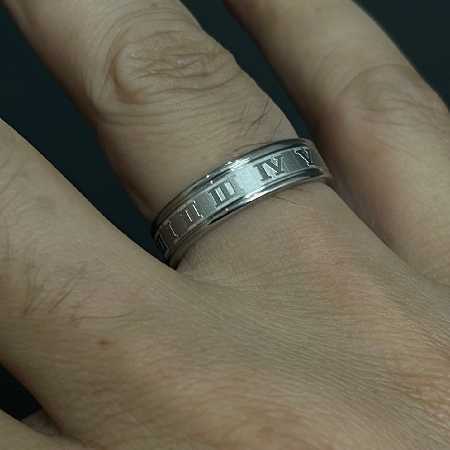 roman numeral titanium silver ring for men online in pakistan