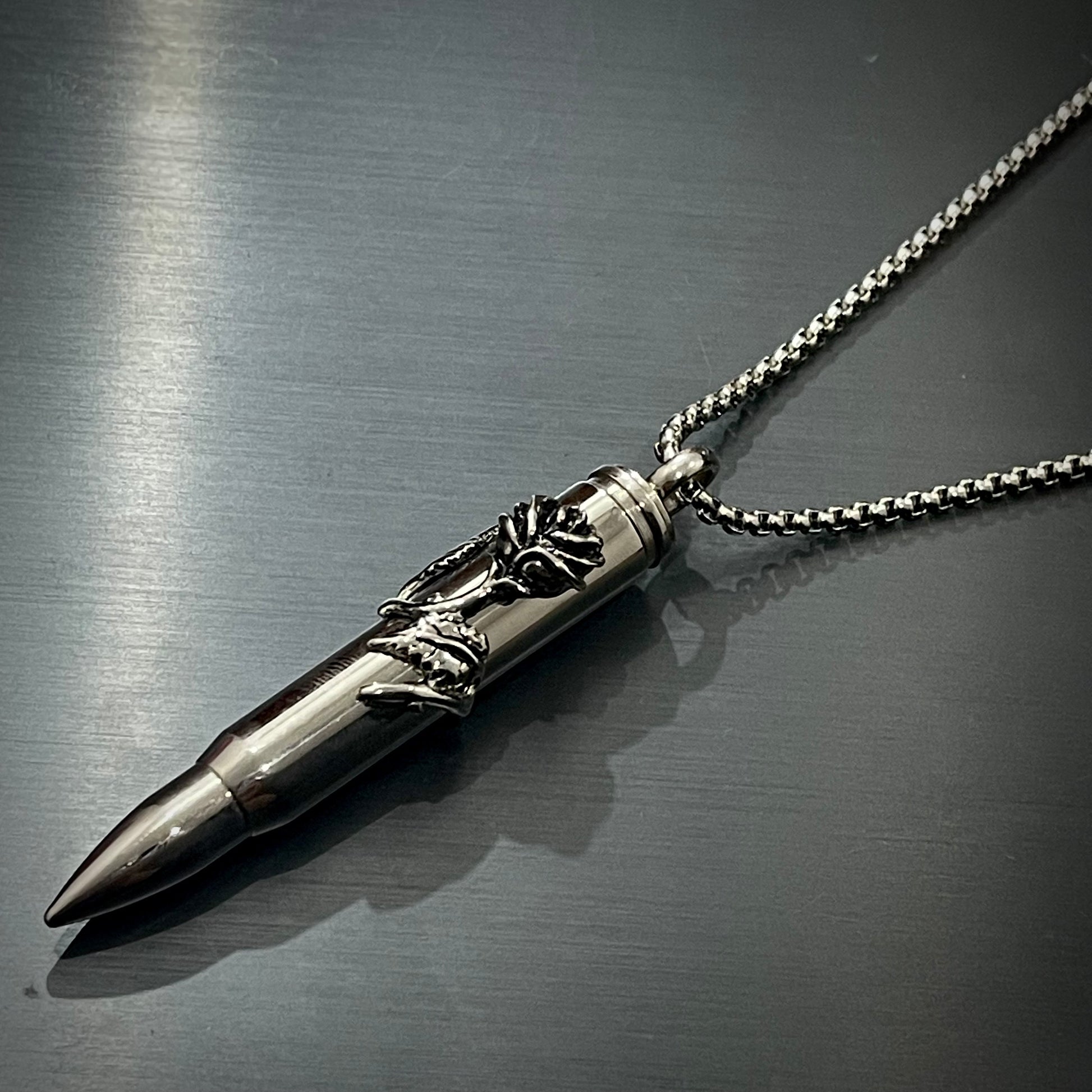 heavy biker rose gun bullet pendant necklace for men in pakistan