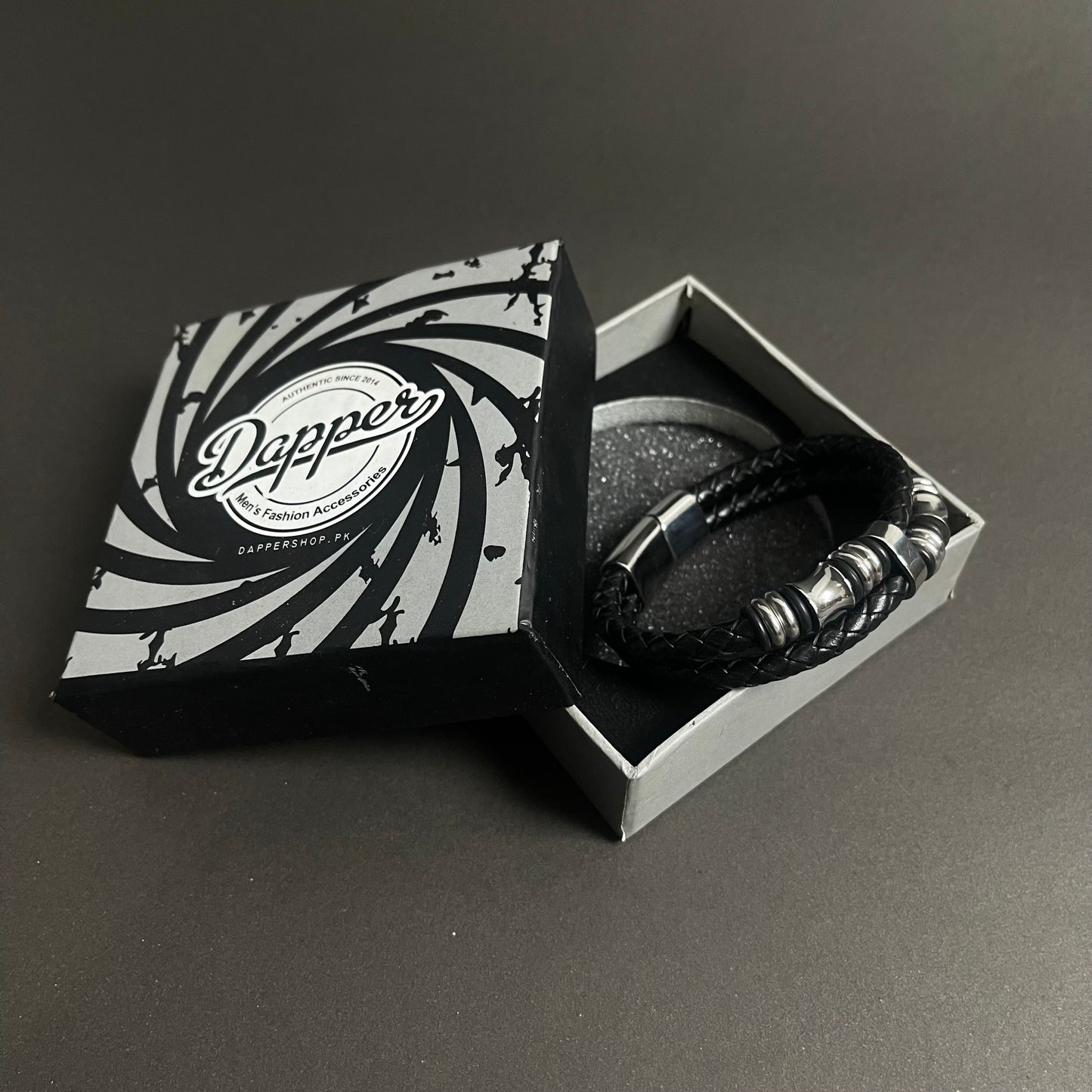 black leather bracelet for men online in pakistan