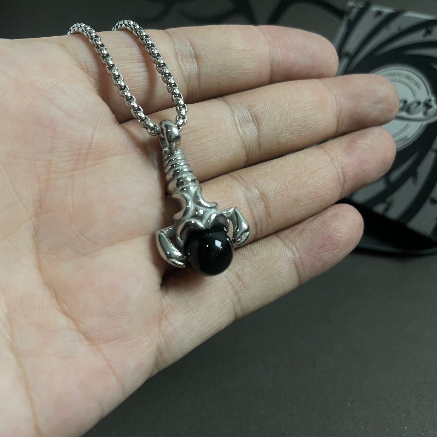 Antique Silver Scorpio Pendant Necklace