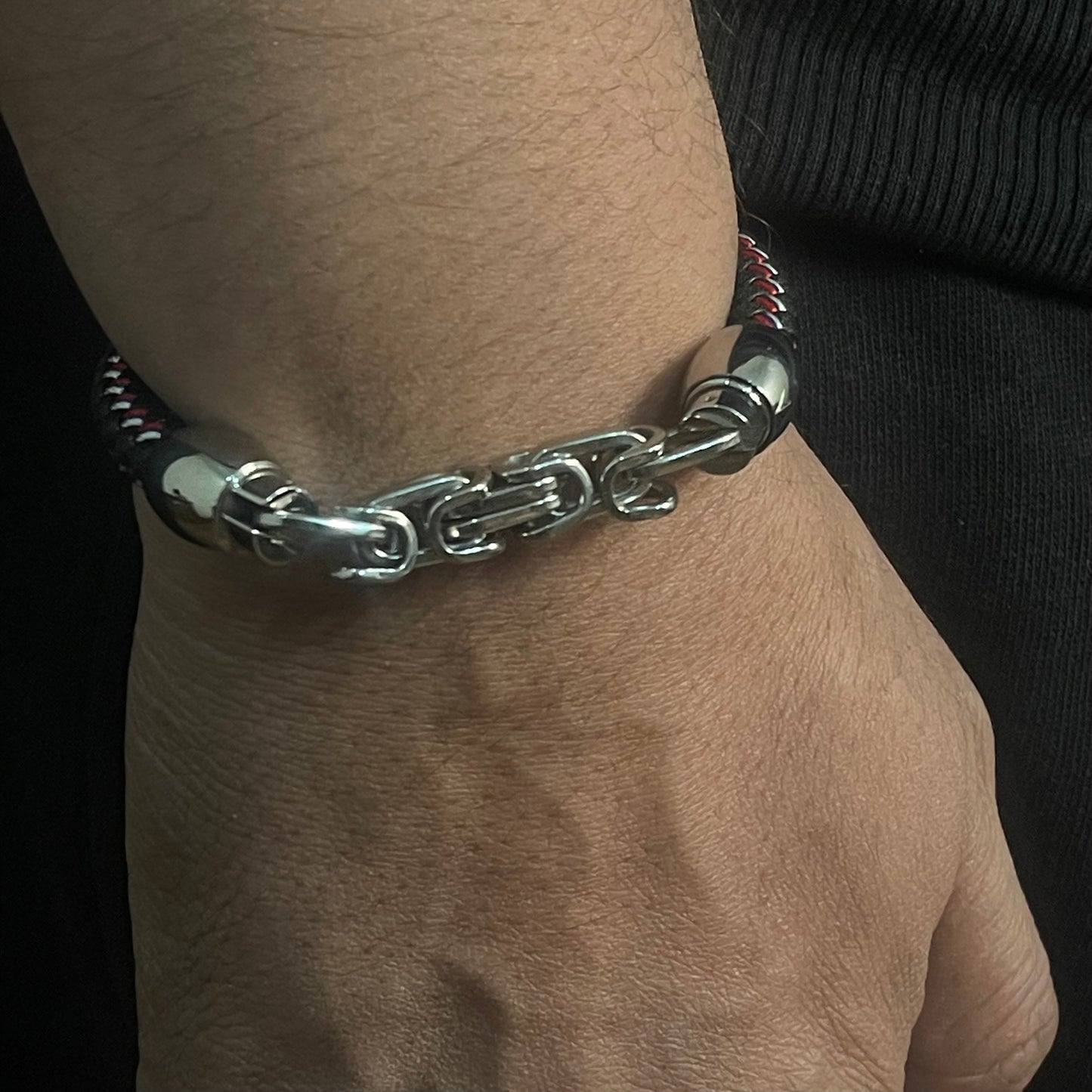 black leather bracelet for men online in pakistan