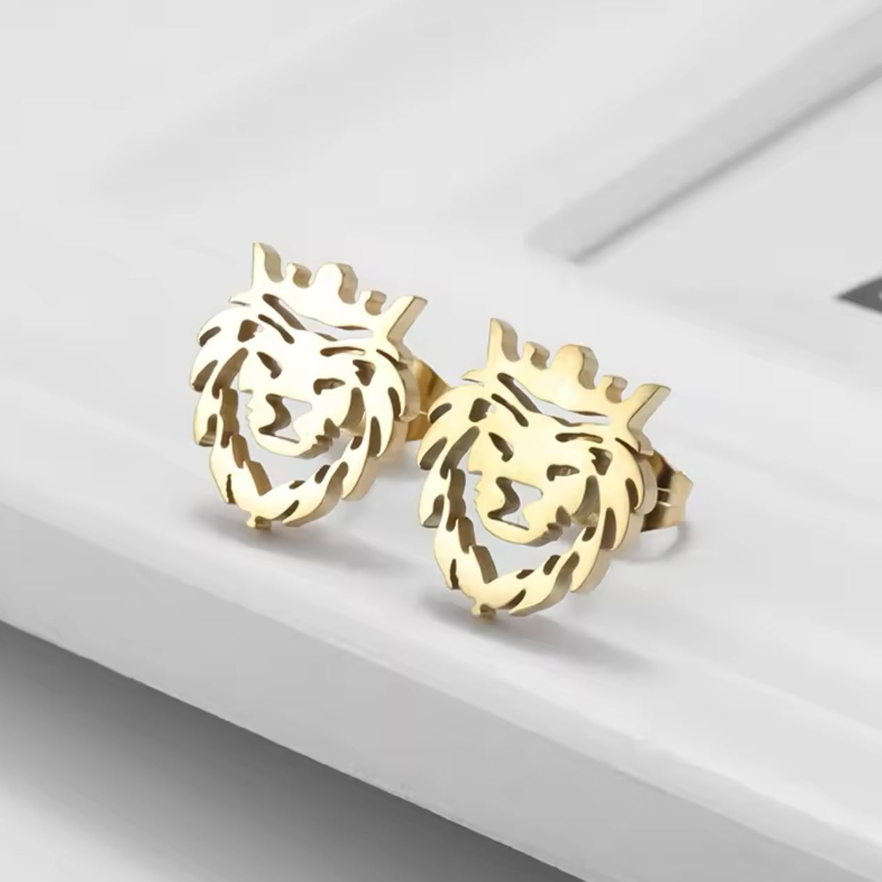 Golden Lion Earrings For Men
