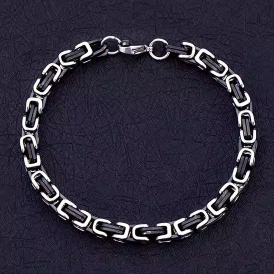 5mm Black & Silver Byzantine Bracelet For Men