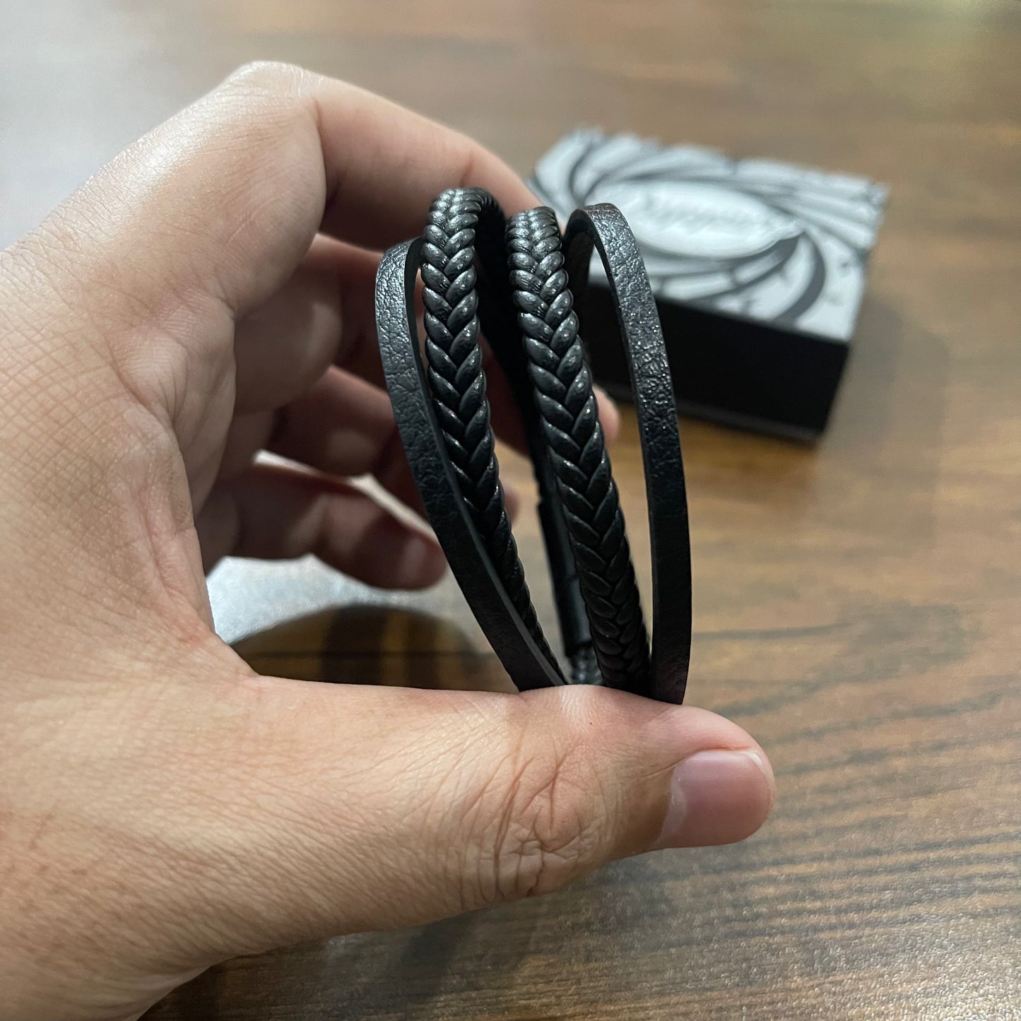black leather bracelet for men in pakistan