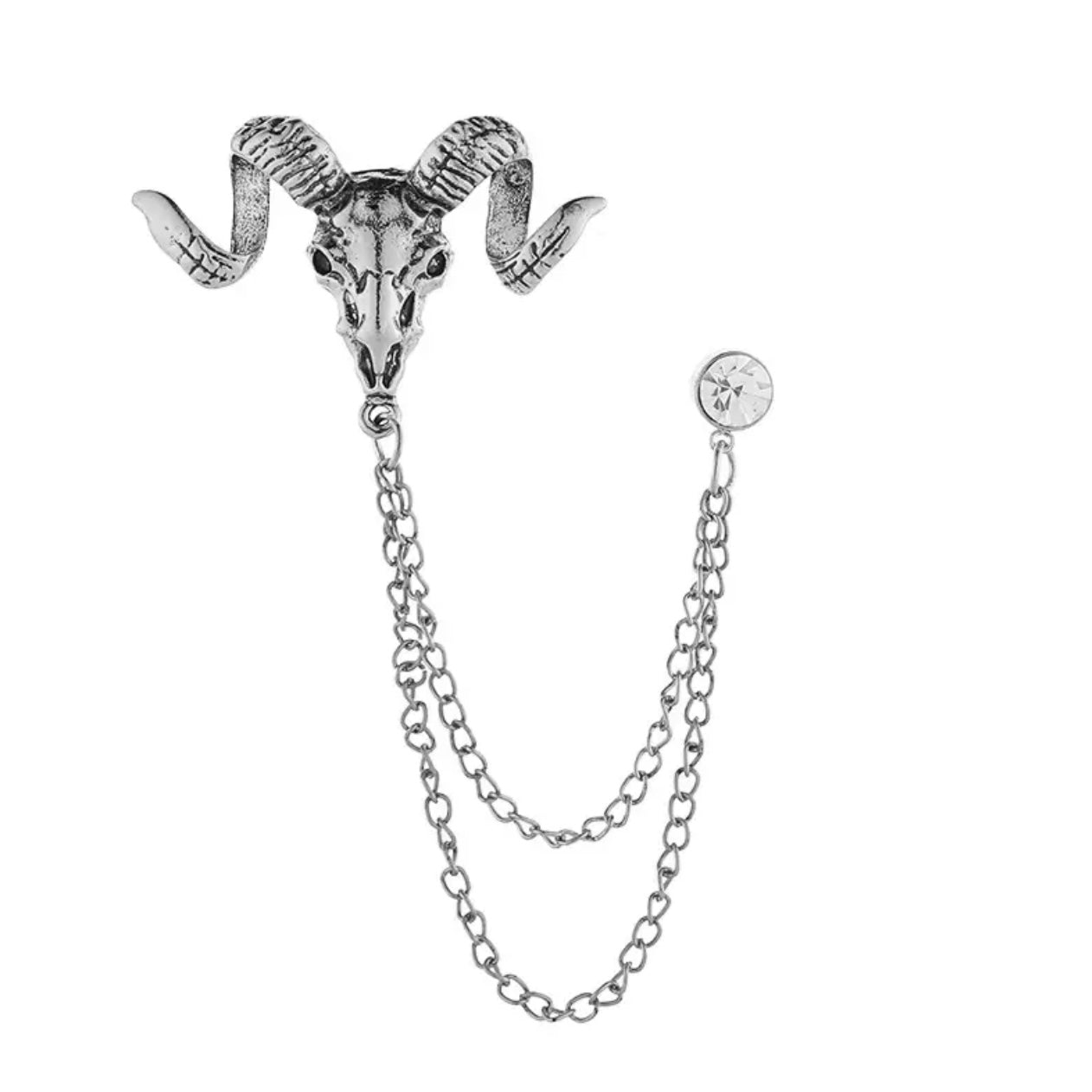 Silver markhor brooch with chain for men online in pakistan