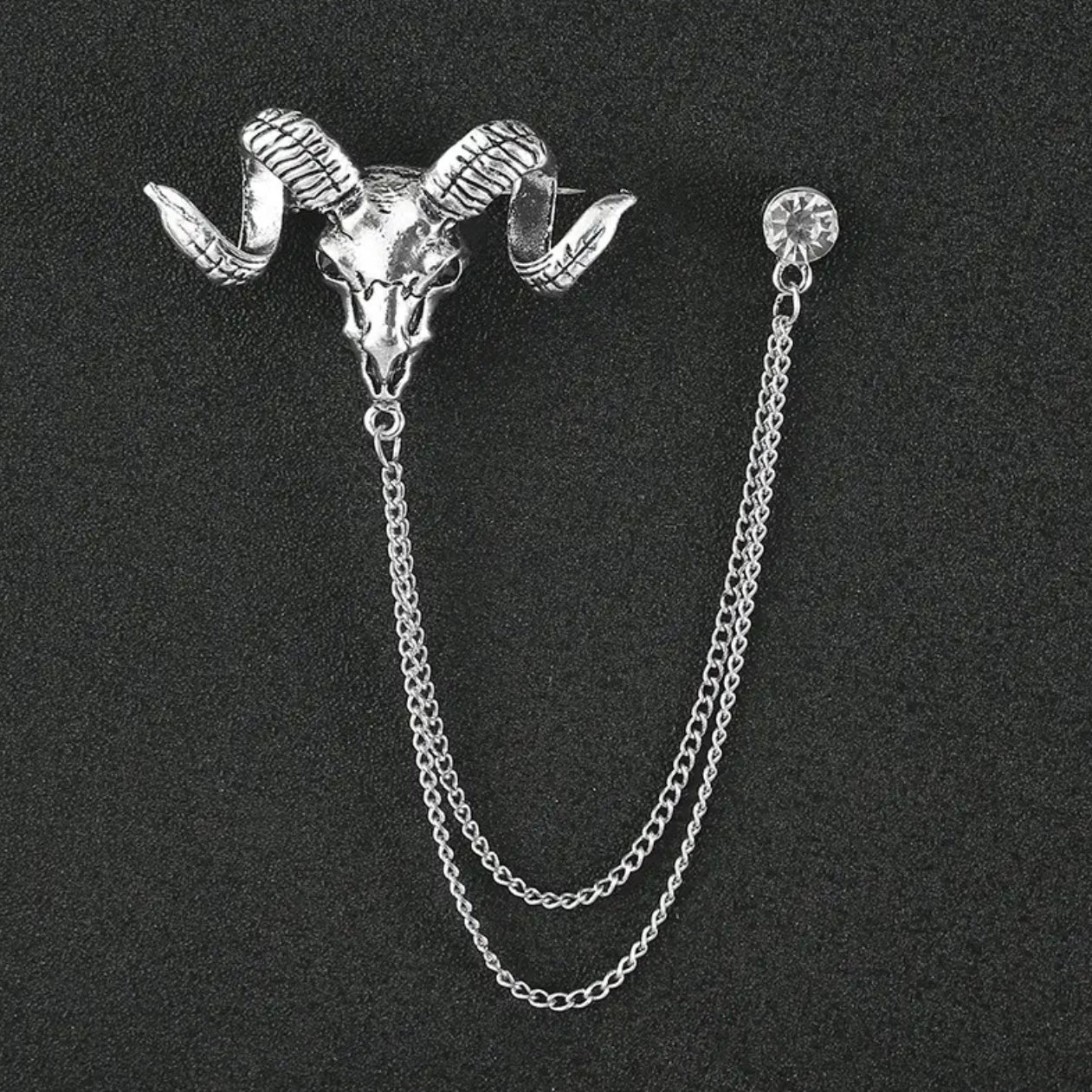 Silver markhor brooch with chain for men online in pakistan