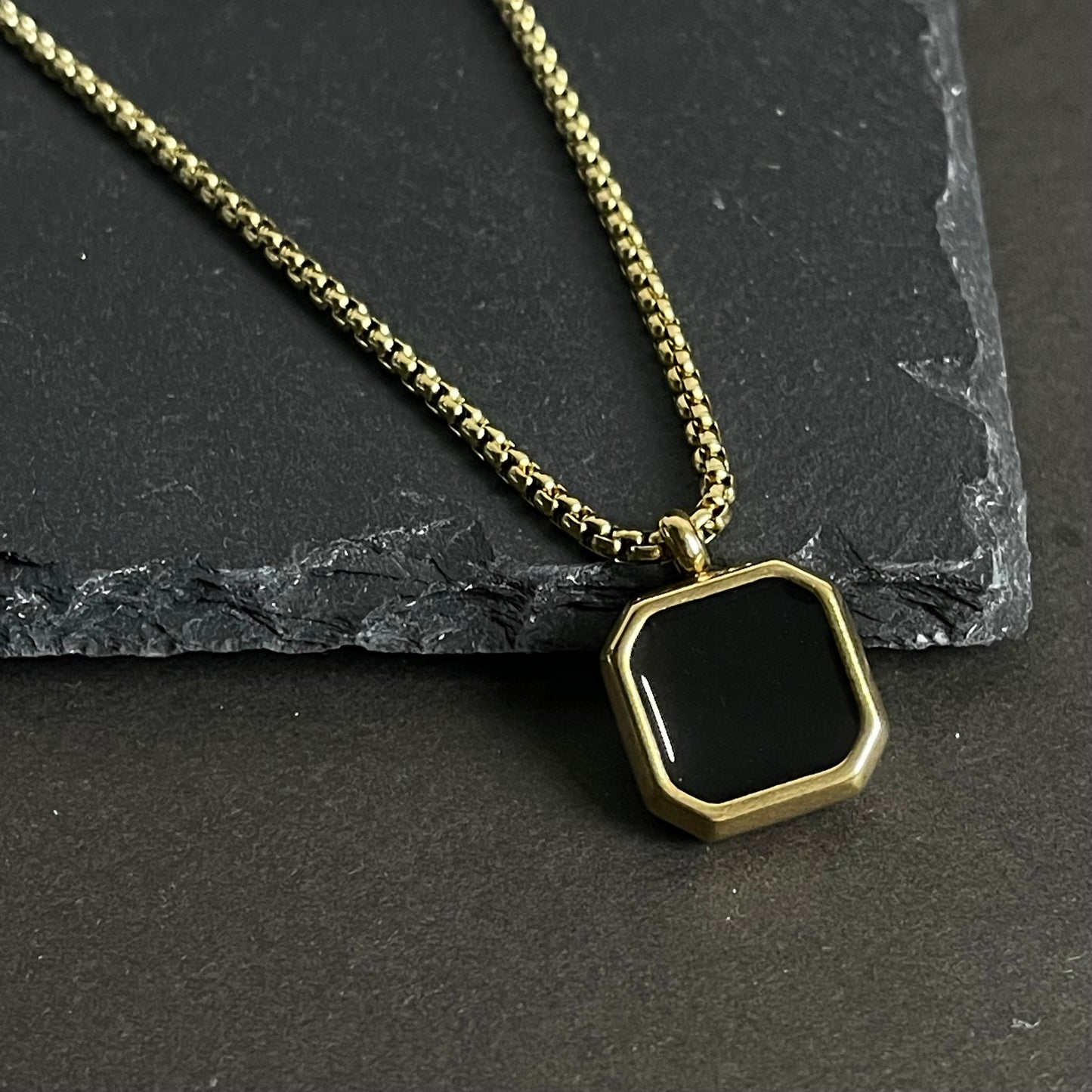 Golden Square Pendant Necklace For Men In Pakistan