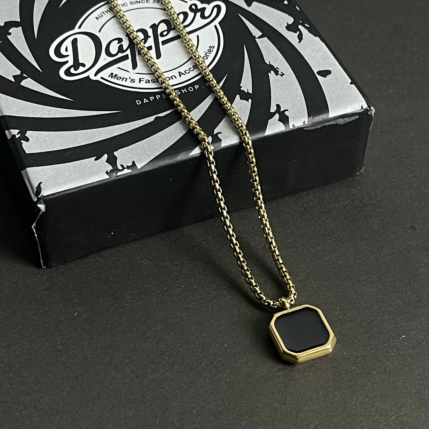 Golden Square Pendant Necklace For Men In Pakistan