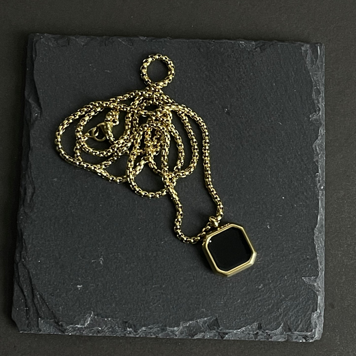 Golden Square Pendant Necklace For Men In Pakistan