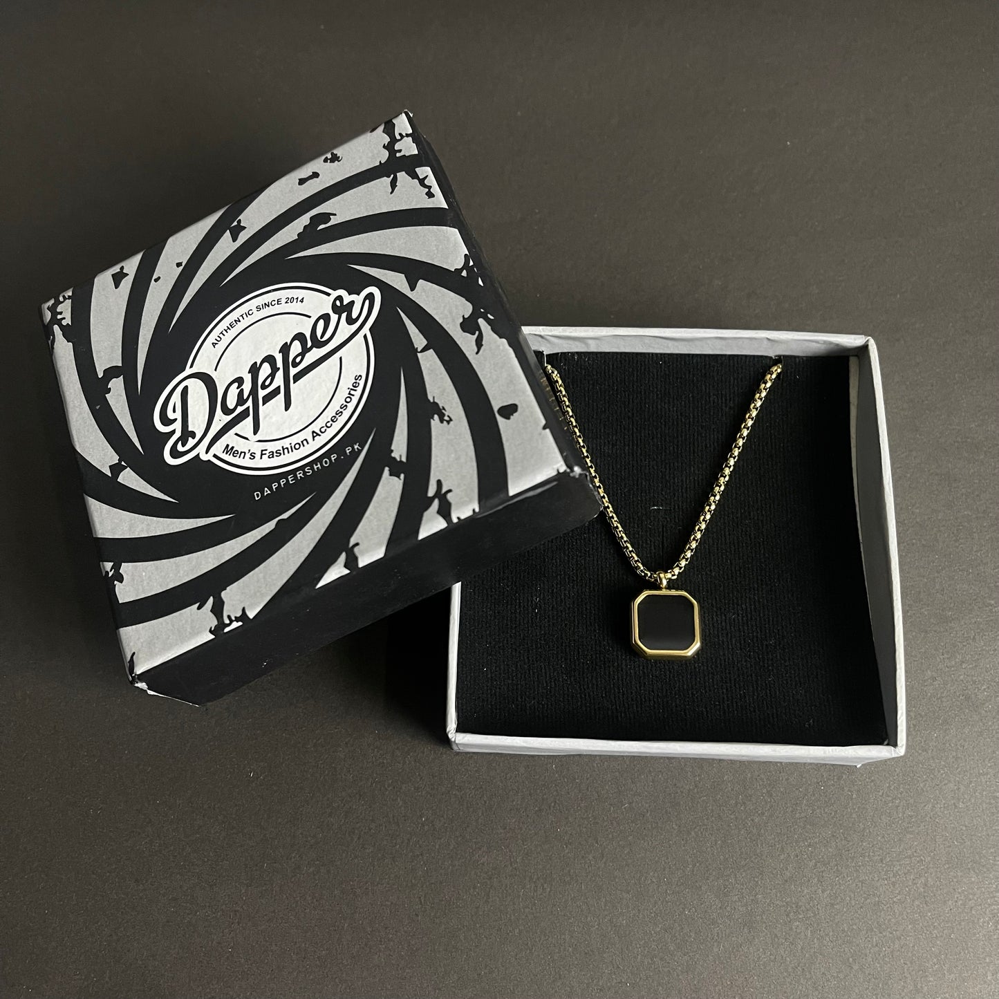 Golden Square Pendant Necklace For Men In Pakistan