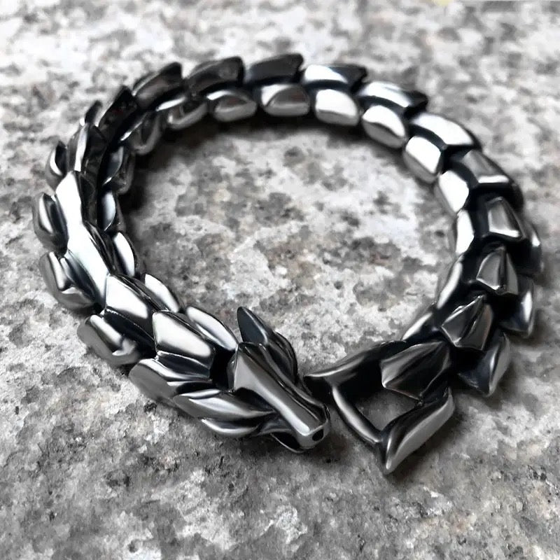 silver dragon chain bracelet for men
