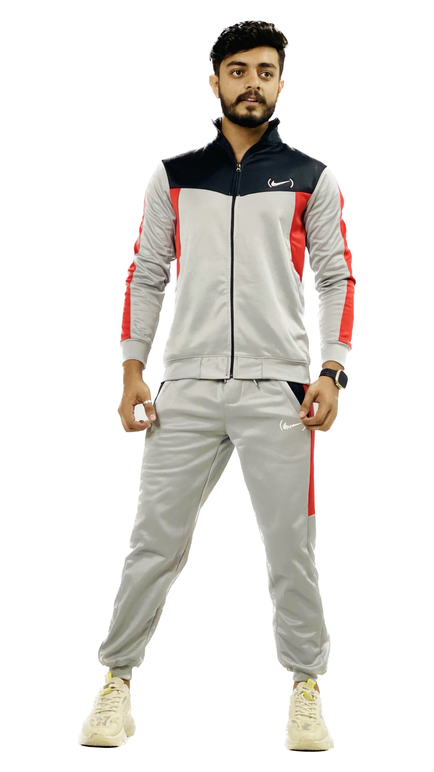 NK Premium Winter Track Suit - Red & Grey