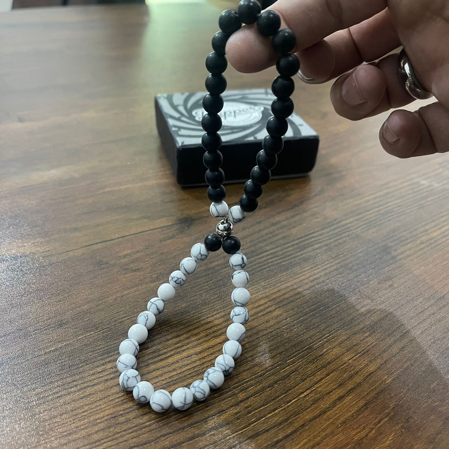 black and white stone beads distance couple bracelet online in pakistan