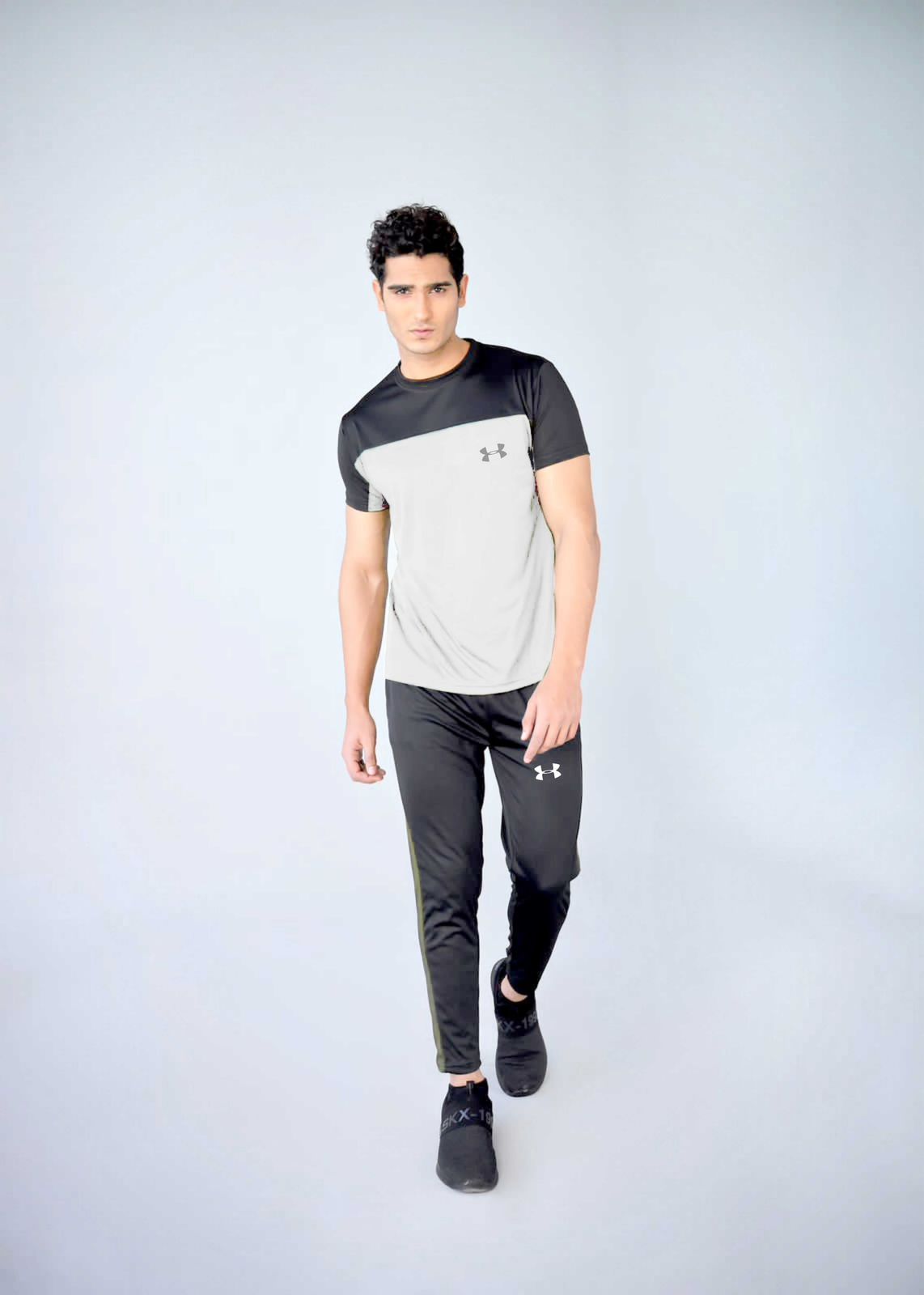 UA White and Black Summer Dri Fit Track Suit