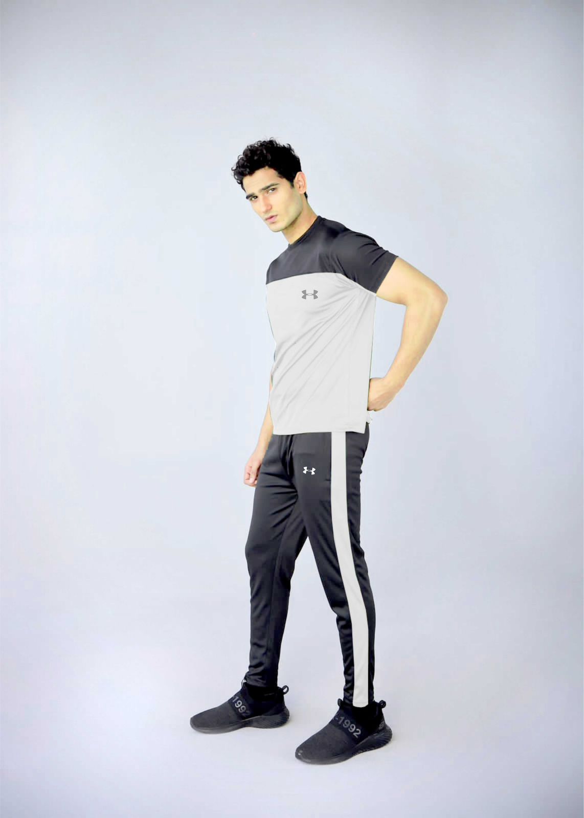 UA White and Black Summer Dri Fit Track Suit