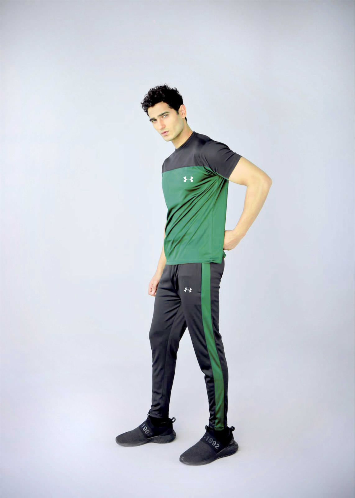 UA Green and Black Summer Dri Fit Track Suit