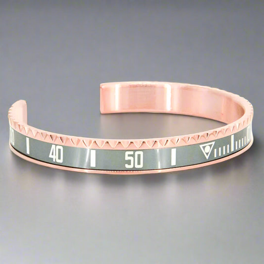 ROLEX Dial Stainless Steel Rose Gold & Grey Bangel Kara Bracelet For Men