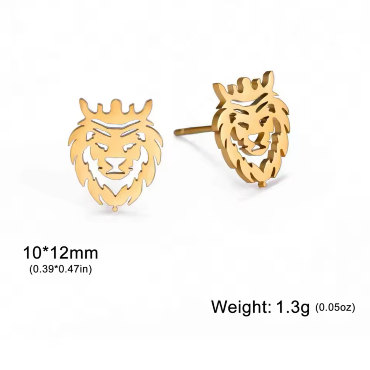 Golden Lion Earrings For Men