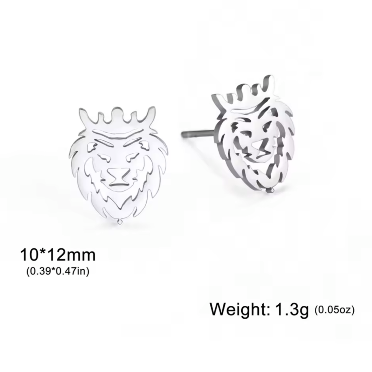 Silver Lion Earrings For Men