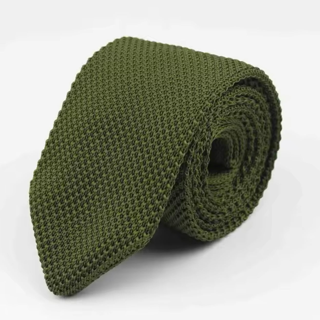 Olive Green Pointed Knitted Neck Tie in Pakistan