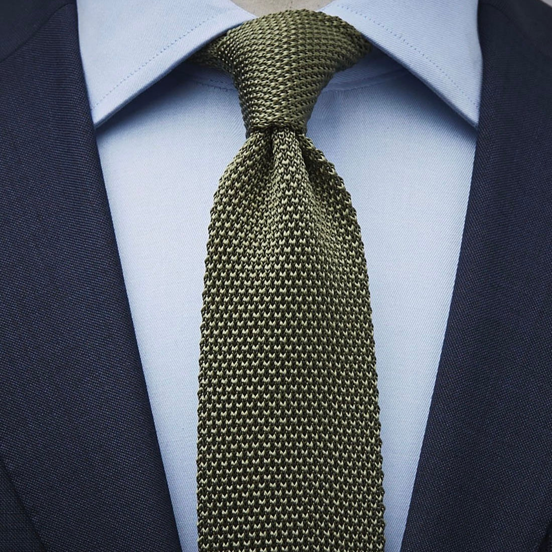 Army Green Pointed Knitted Neck Tie in Pakistan
