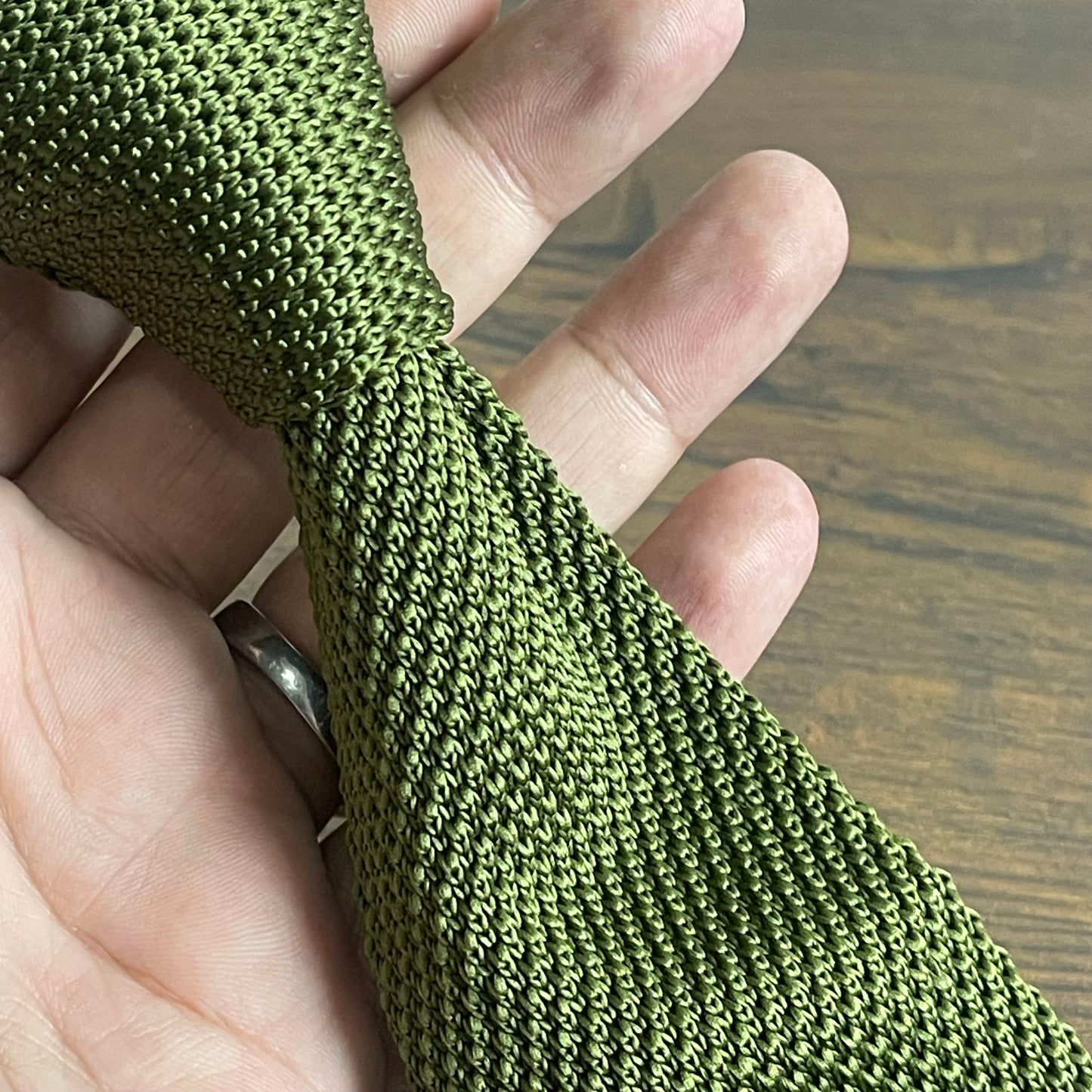 Olive Green Pointed Knitted Neck Tie in Pakistan