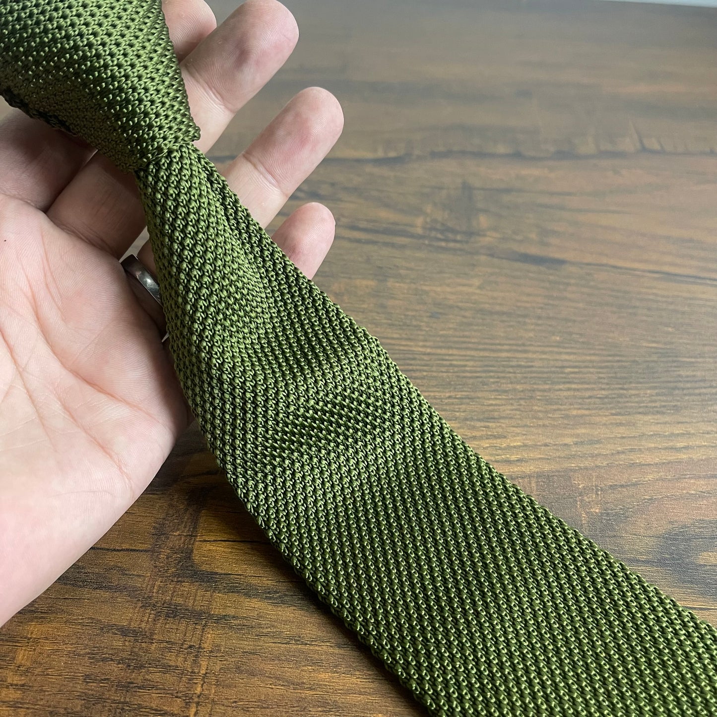 Olive Green Pointed Knitted Neck Tie in Pakistan