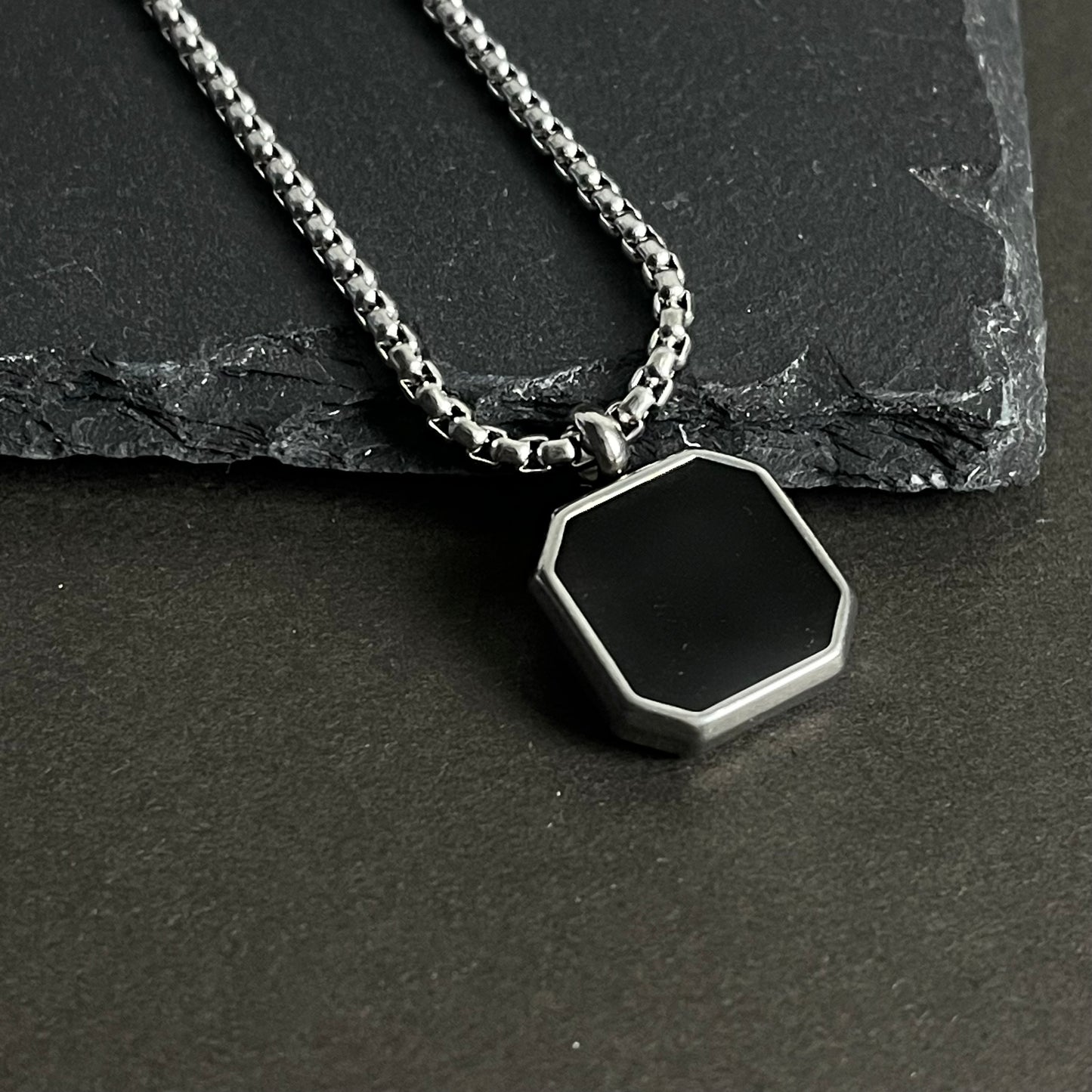 Silver Square Pendant Necklace For Men In Pakistan