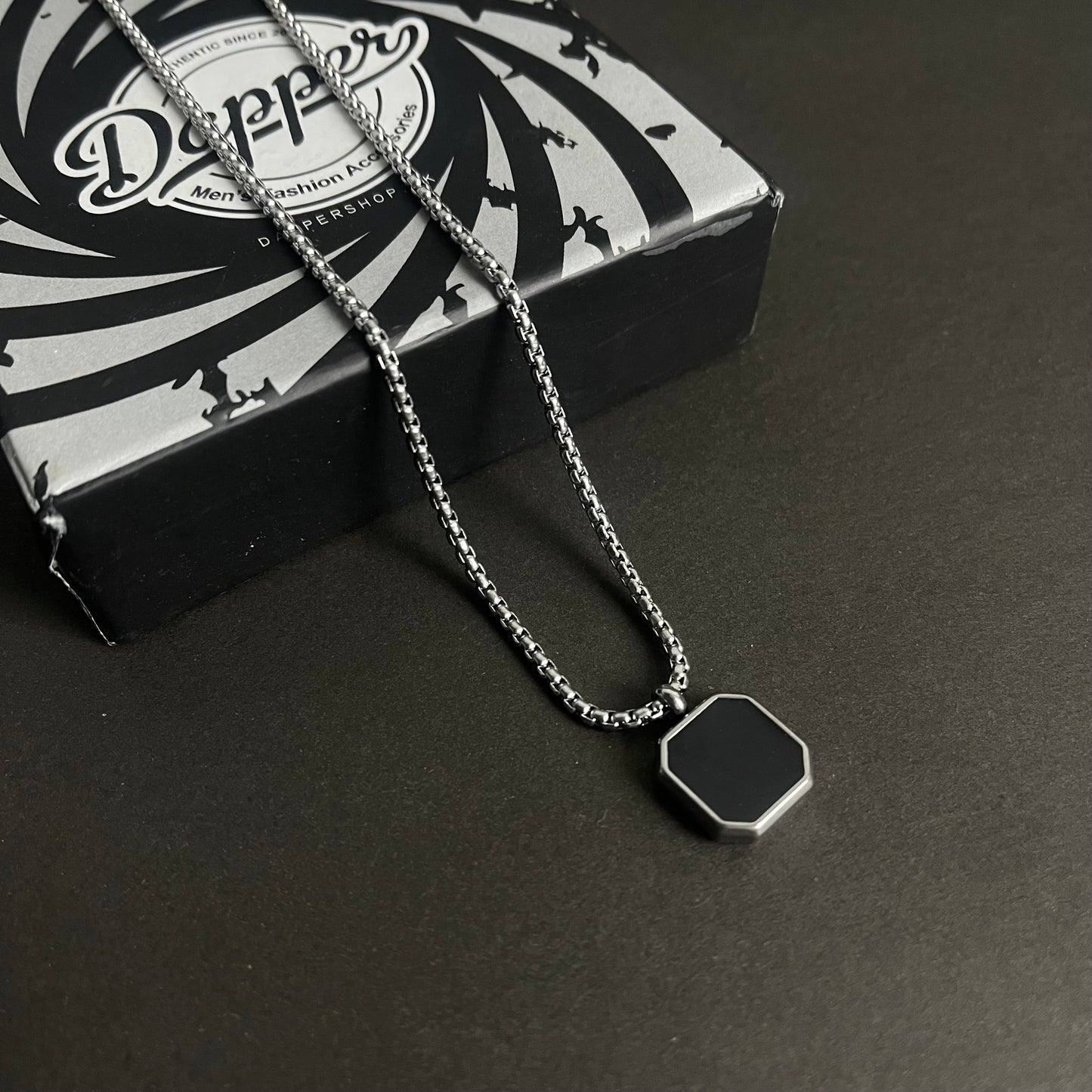 Silver Square Pendant Necklace For Men In Pakistan