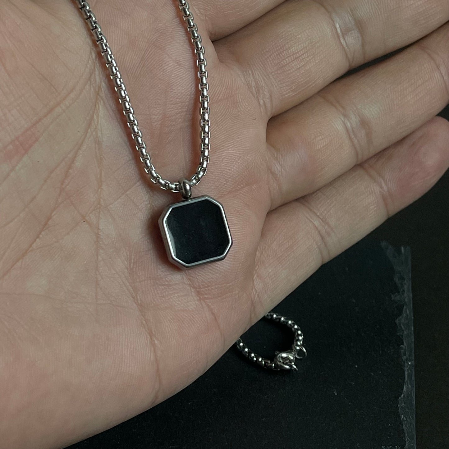 Silver Square Pendant Necklace For Men In Pakistan